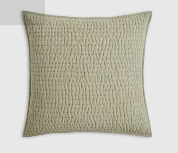 Quince Other - Quince Euro Sham Willowleaf  European Linen Cotton Stitch Quilted Green  NEW
